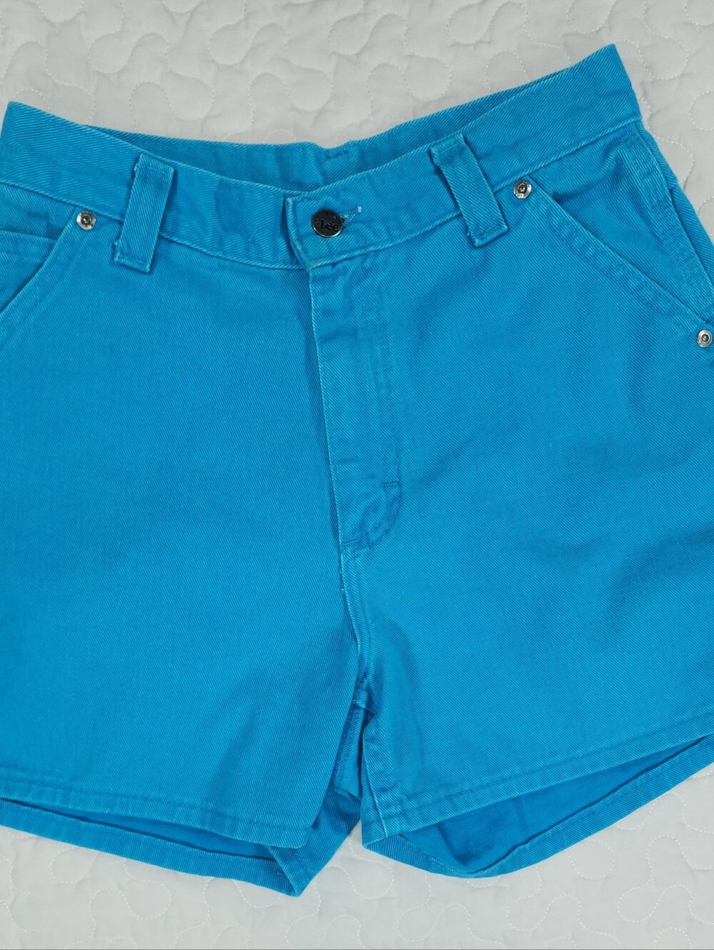 VTG 28 Lee Utility Shorts Rivet Dungarees Turquoise Blue 90s Y2K Hammer Loop - Picture 5 of 8